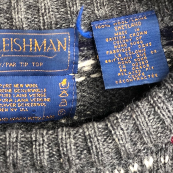Vintage All Wool Fair Isle Crew Neck Sweater - Tip Top - Size M - Picture 4 of 7